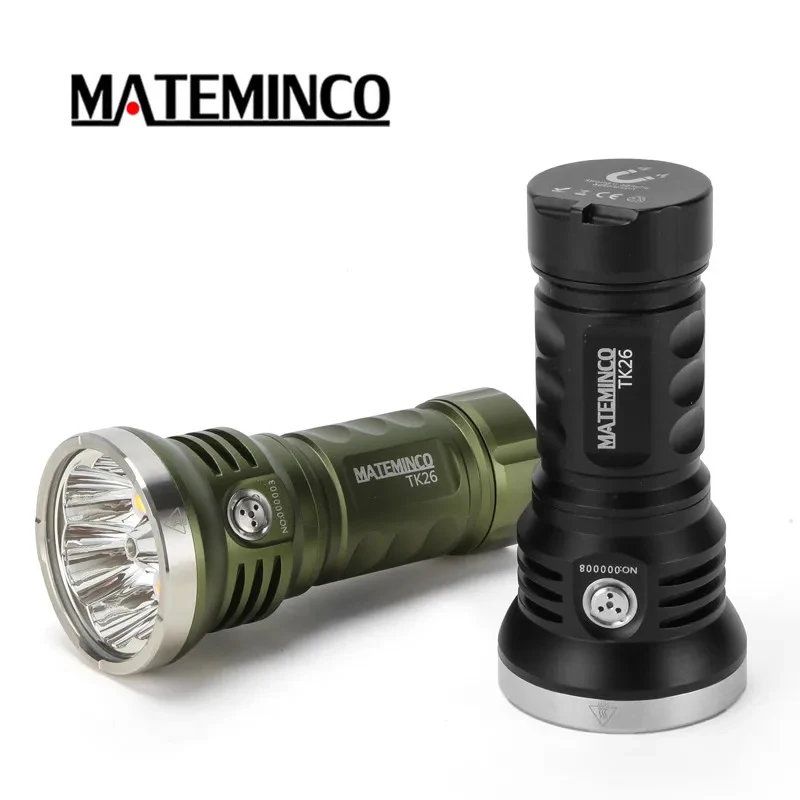 MATEMINCO TK26 Tactical Flashlight ,3*HP50 6500K+3*HP50 3000K+Green LED Torch , Multi-Flashlight With 32700 Battery