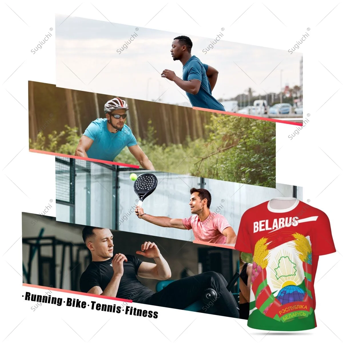 Belarus Flag Men Sports T-shirt Women Tees jersey for Soccer Football Running Bike Tennis Fitness Fans - view 5