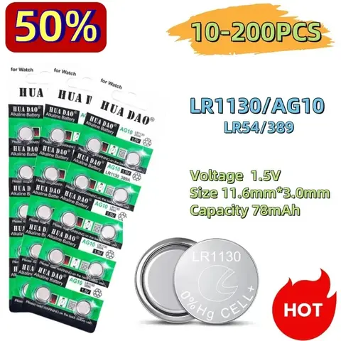 AG10 LR1130 1.55V Button Battery LR 1130 SR1130 389A LR54 L1131 For Watch Hearing Aid Flashlight Calendar Toys Alkaline Battery