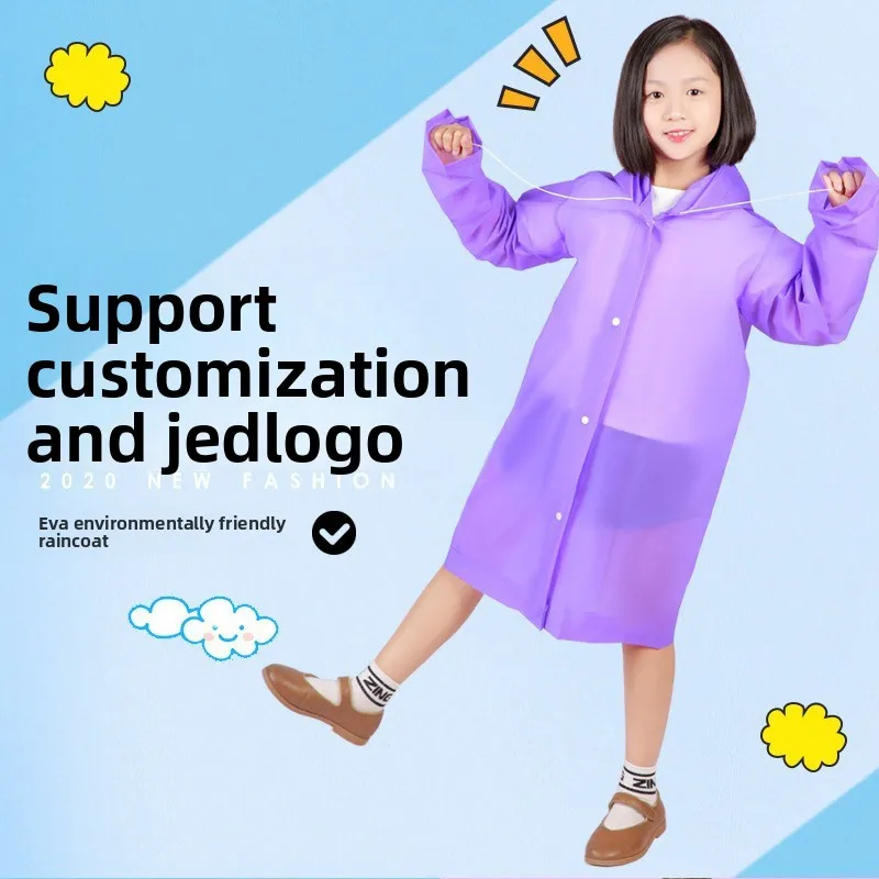 معطف واق من المطر للأطفال غير القابل للتصرف بالجملة للسفر، متوفر في المخزون، مقاوم للرياح ومقاوم للماء، معطف واق من المطر EVA سميك من قطعة واحدة