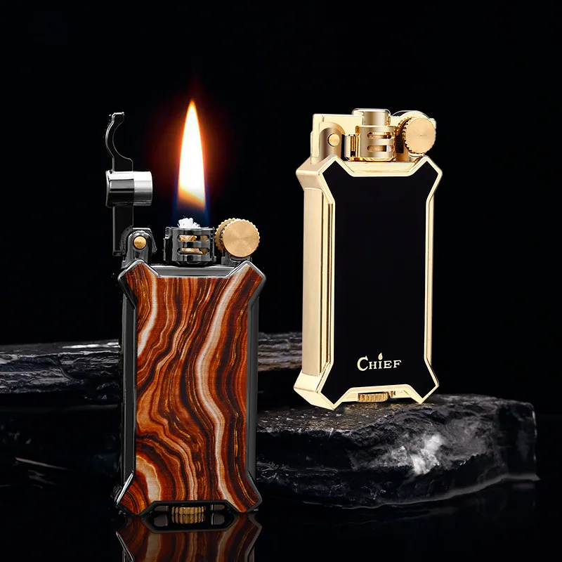 

Metal Vintage Resin Craft Kerosene Lighter, Grinding Wheel Ignition, Open Flame, Men's High End Gift, New, 2023