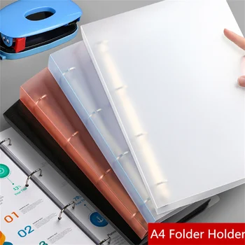 A4 Binder D-Type Punch Folder Office Storage File Ring Waterproof Test Paper Data Storage Folder 4 Hole Binder Learning Supplies