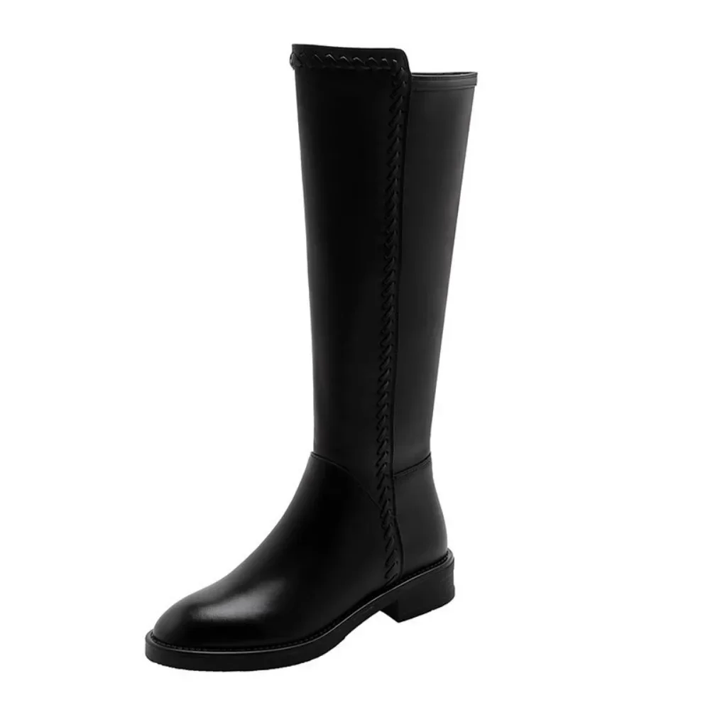 Shoes for Women 2023 Autumn New Black Simple Women\'s Knee-High Boots Winter Keep Warm Zipper High Boots Botas Largas De Mujer