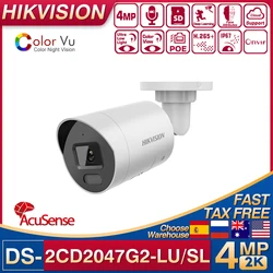 Hikvison 4MP POE ColorVu AcuSense IP Camera DS-2CD2047G2-LU/SL H.265+ Strobe Light Audible Warning Mini Bullet Network Camera