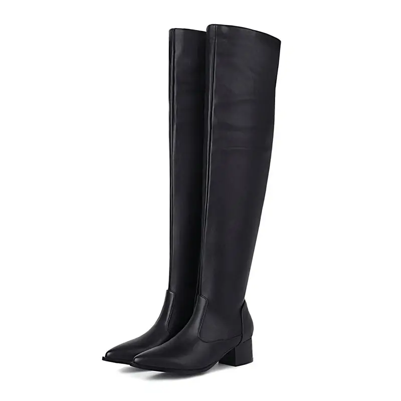 Elegant Over the Knee High Boots Women Shoes New 2024 Point Thigh High Boot Sexy Black Party Dance Shoes Lady Plus Size 45