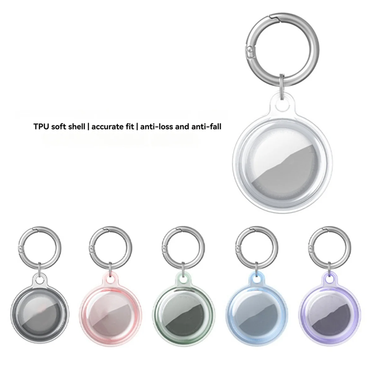 A72Z Waterproof Transparent TPU Case for Anti-Lost Keychain Holder for Keys Tracker Protective Cover White