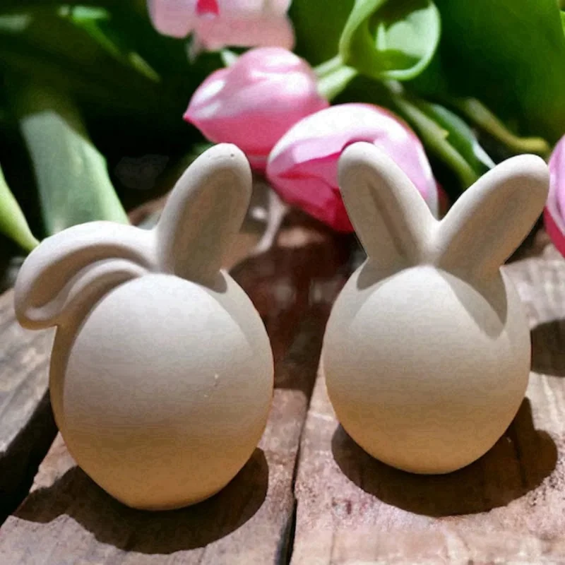 بيضة عيد الفصح الأرنب شمعة زخرفة قوالب السيليكون DIY الجبس الروائح مزدوجة أرنب الأذن الديكور الراتنج قالب الحرف اليدوية المنزلية
