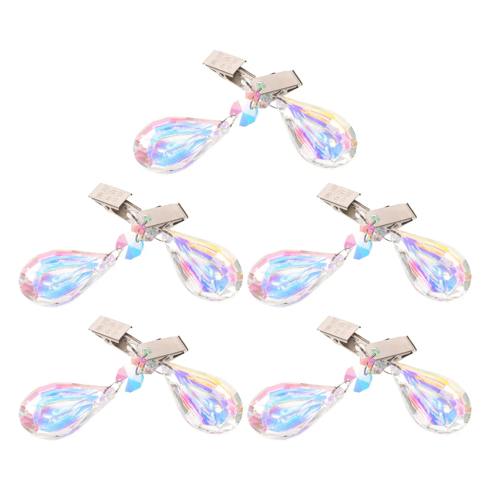 10Pcs Crystal Teardrop Prism Tablecloth Weights Metal Clip Decorative Table Skirt Clips Windproof Outdoor Picnic Table Cover