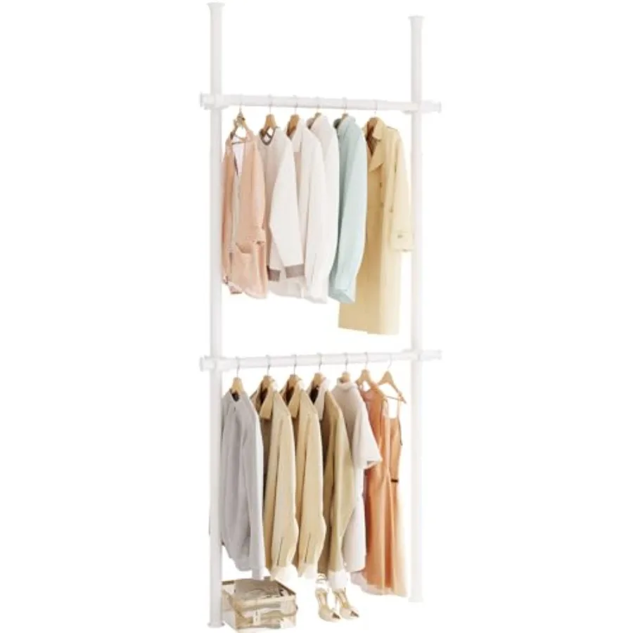 

Напольная телескопическая вешалка для одежды от пола до потолка, сверхпрочная, высота 43-122 дюйма, ширина 30-47 дюймов, общая грузоподъемность 220 фунтов (2 шт.)