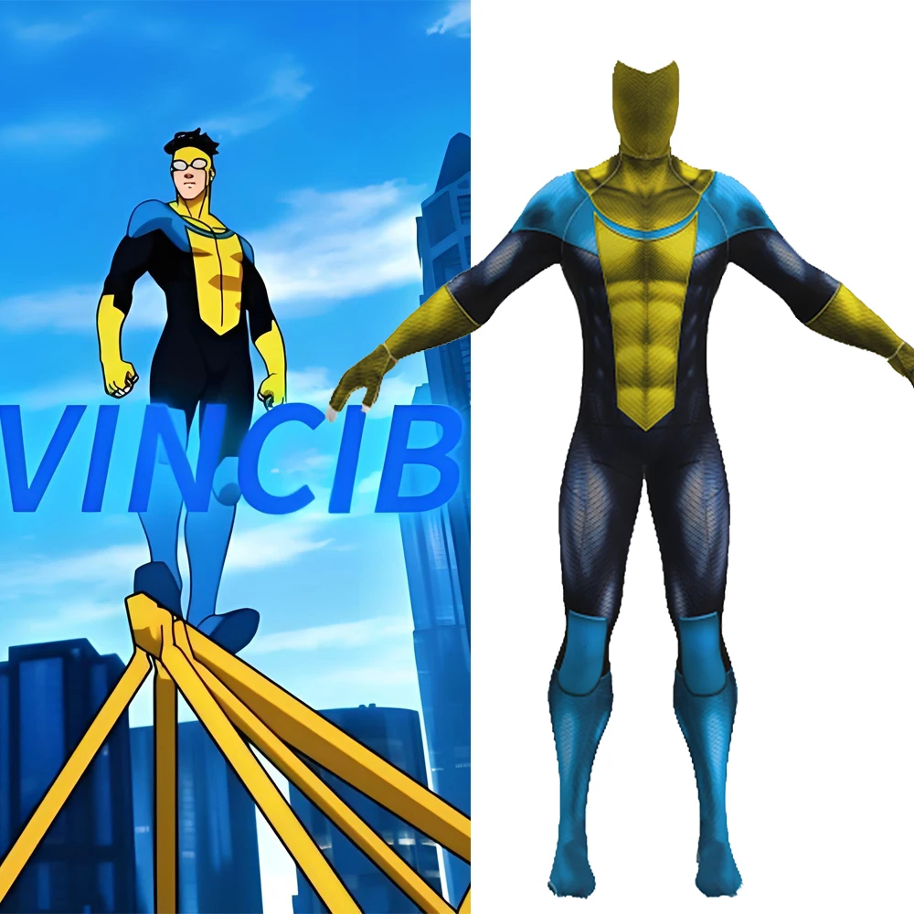 Invincible V4 Cosplay Mark Grayson Costume Man Spandex Costume Superhero Mark Zentai BodySuits Halloween Costume for Adult kids
