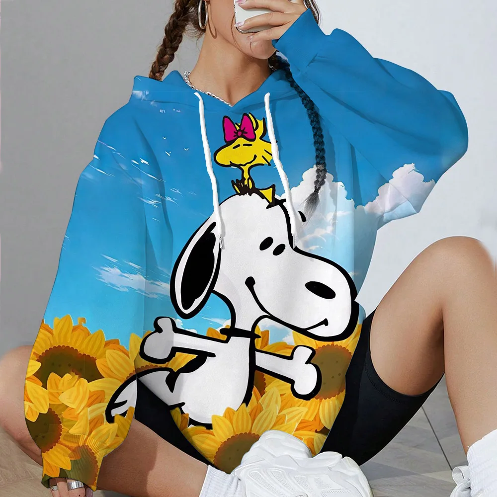 Cartoon Cute Snoopy Printed Autumn/Winter Women's Fashion Hoodie Round Neck Top Casual Women's Hoodie Sportswear Clothing