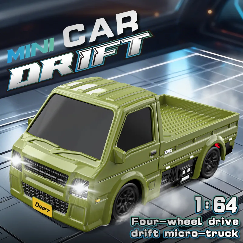 Drift Mini Pickup Truck 1 64 Scale Four Wheel Drive Remote Control Micro Drift Car Pocket Desktop Street Racing Hobby Toy