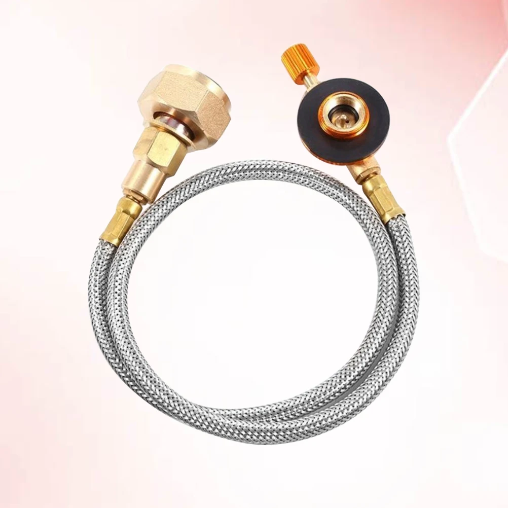 

Gas Tank Inflation Valve for Outdoor Stoves Metal Conversion Joint with Self-Closing Connector Camping Gas Refill Adapter Stove