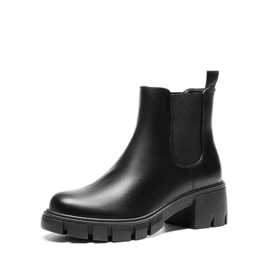 

Women's Elastic Chelsea Ankle Boots Platform Low Chunky Block Heel Lug Sole Slip on Fall Heeled Booties Shoes