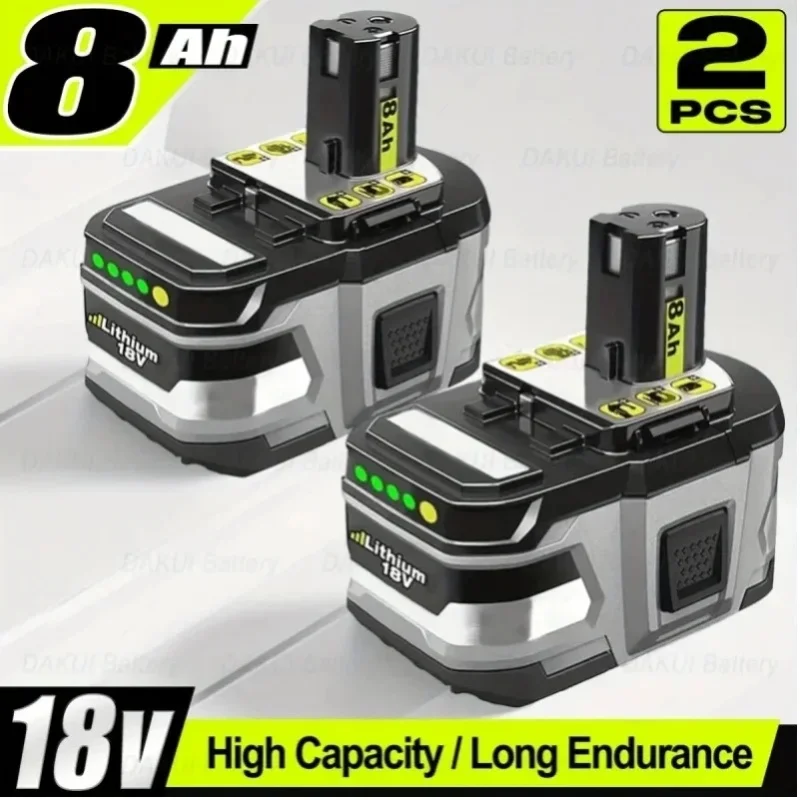 Für RYOBI ONE+ Hochleistungs-Lithium-Akku 18V 8,0Ah mit geringer Selbstentladung, geeignet für alle Werkzeuge P104 P107 P108 RB18L50 RB18L20