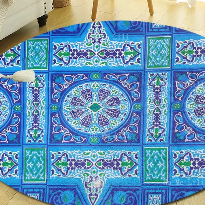 

UBN33A Colorful Abstract Pattern On A Blue Background By Ho Me Lili Floor Rug Room Decoration9Hb^