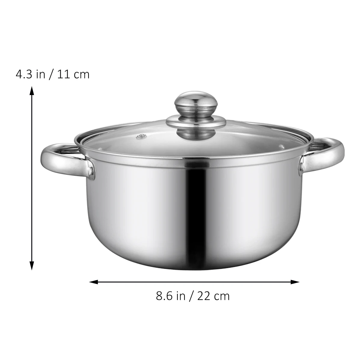 

Thickened Stainless Steel Soup High Capacity Stew Cookware Heat Resistant Kitchen Pot for Home Use Silver with Handle