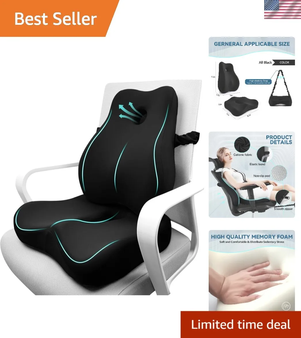 

Seat Cushion Lumbar Support Pillow Set for Office Chair Car Seat 2pcs