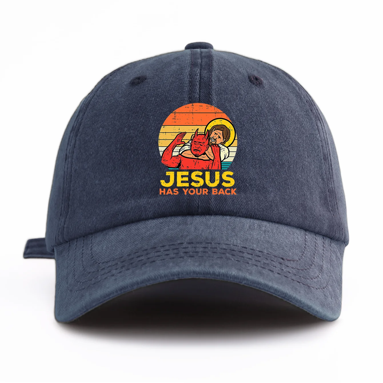 1pc JESUS HAS U BACK Print Washed Baseball Cap for Adults,Minimalist Retro Style Casual Soft Adjustable Dad Hat,Perfect As Gift - view 6