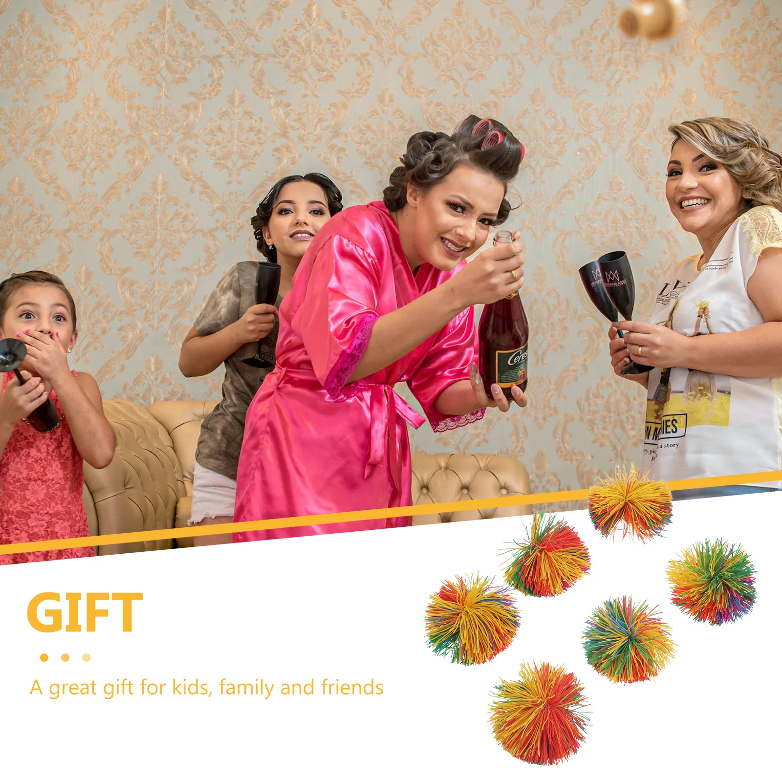 ลูกบอลซิลิโคนสีสันสดใส น้ำหนักเบา สัมผัสนุ่ม ขนาด 6 ซม. 6 ลูก สำหรับเด็ก เล่นเสริมพัฒนาการ คลายเครียด ฝึกการเล่นลูกบอล