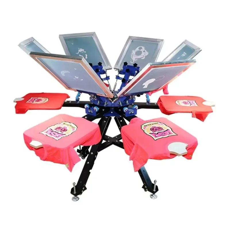 Lift Frame Standing Sitting Double Operation Precision Micro Registeration 6 Color 6 Station Screen Printing Machine