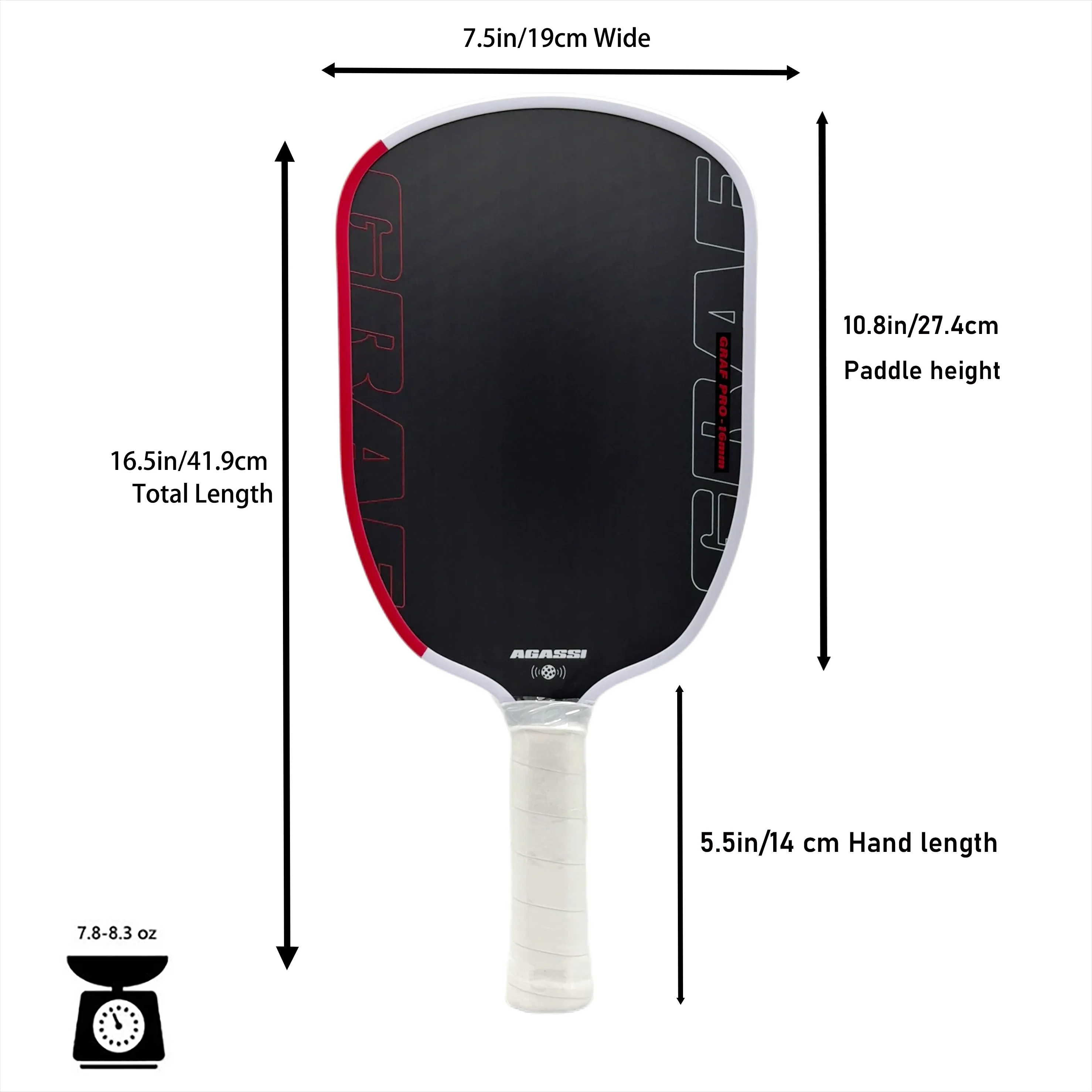 High elasticity 16mm GRAF Pro IV Pickleball Paddle  TFP Honeycomb Core T700 Carbon Fiber Increases Spin & Contro