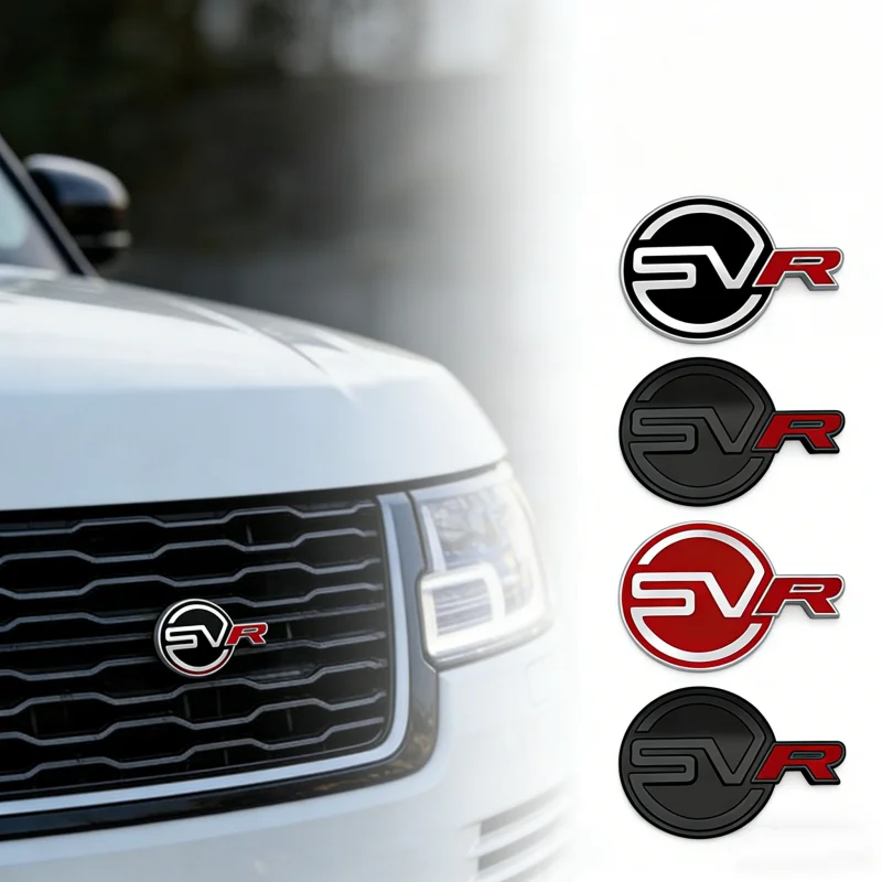 Emblema de metal para grade dianteira de carro, adesivo para porta-malas com logotipo Land Rover SVR para Discovery L319, Velar, Range Rover, Defender, Freelander, Evoque