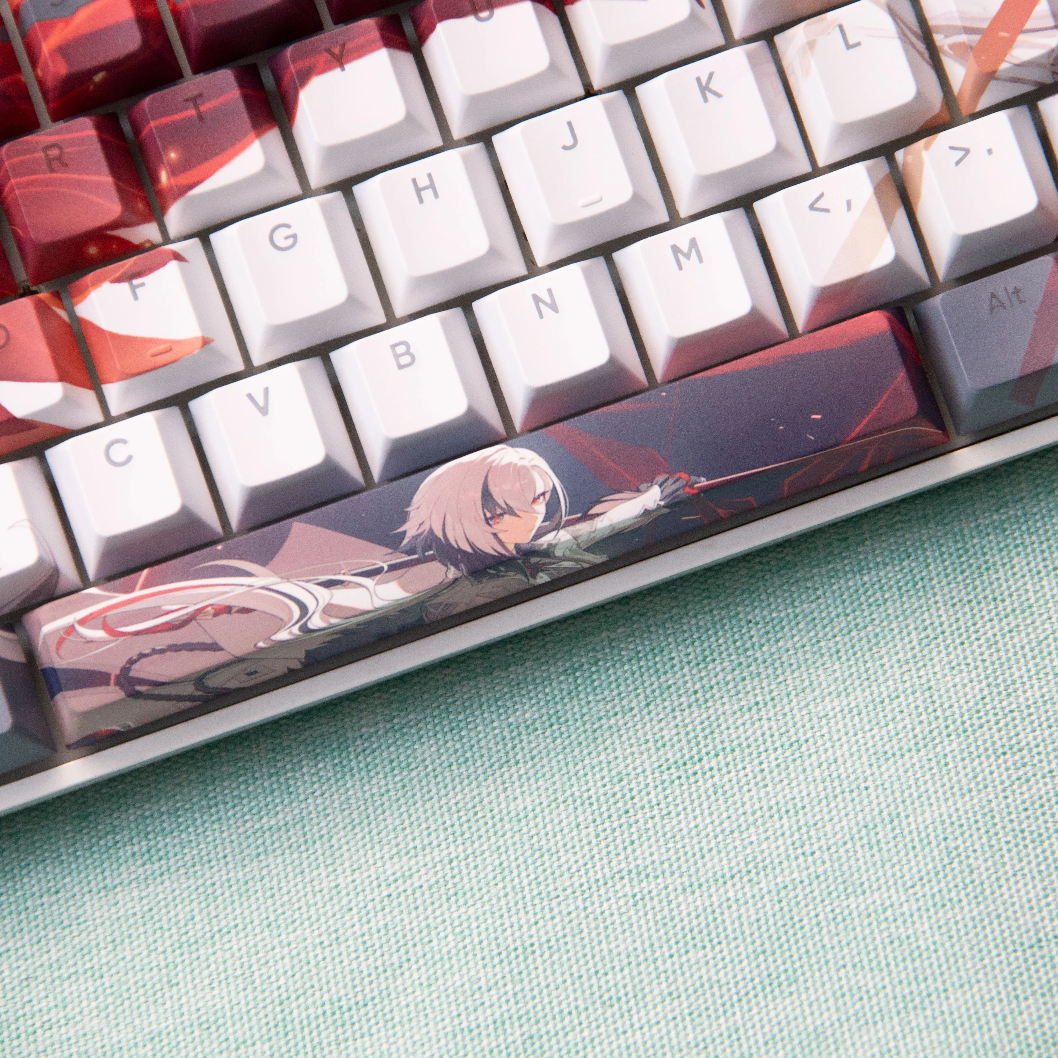 128 Keys Arlecchino Theme Genshin Custom Keycaps Chreey PBT Anime Game Side-print Transparent Dye-Sub Mechanical Keyboard Caps