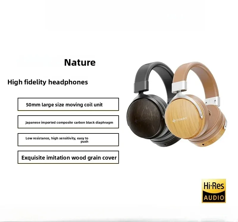 FiiO Snowsky NATURE Wired Headphones HiFi 50mm Dynamic Driver Closed Back Wood Grain In-line Mic for Phones PC Music