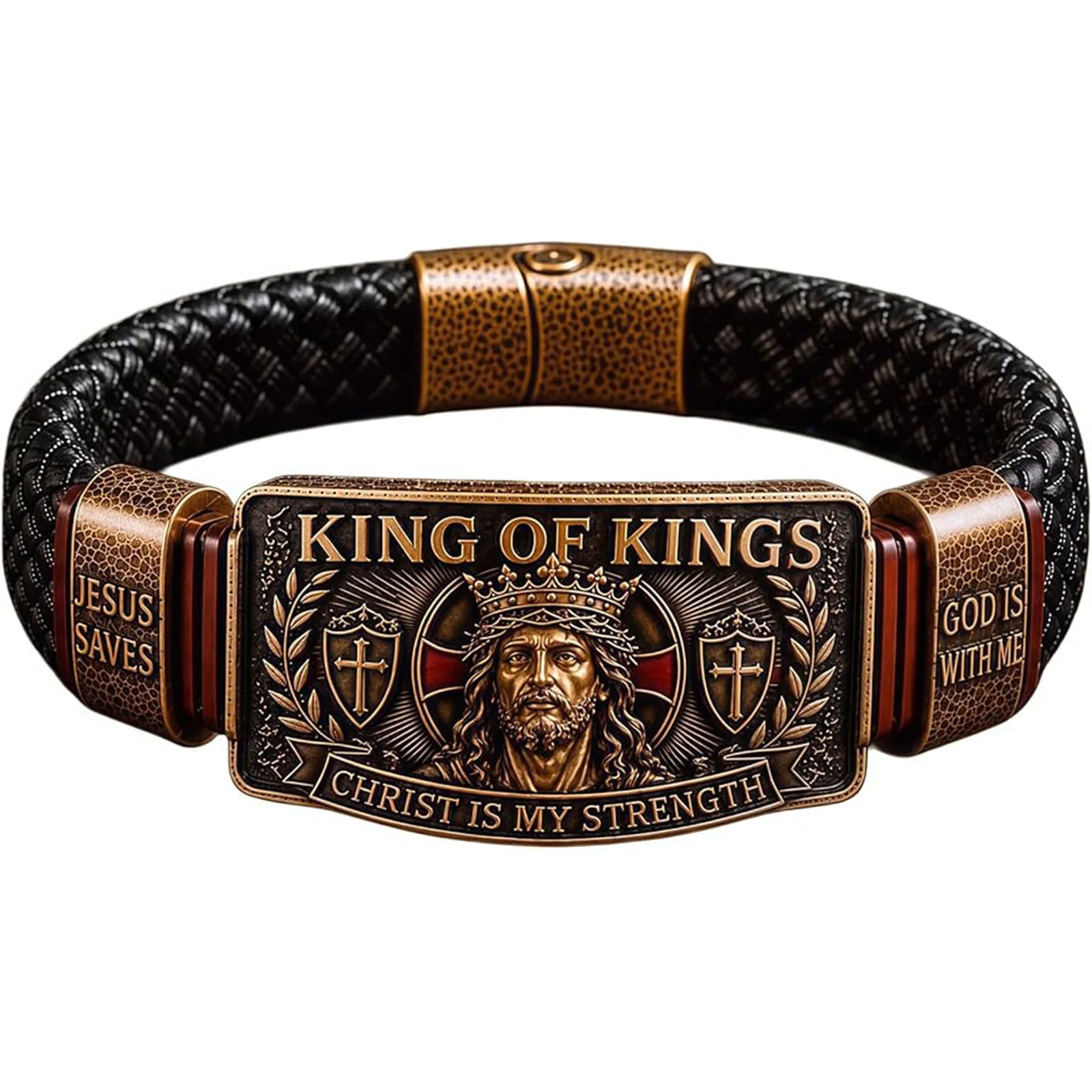 King of Kings Faith Bracelet Multi-Purpose Adjustable Christian Wristband Christian Braided Wristbands Gift for Men Husband Dad
