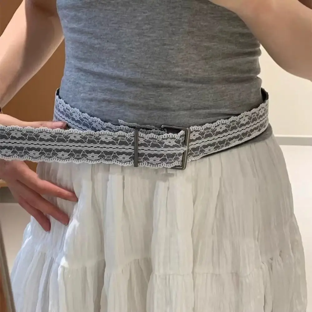 المألوف زهرة الدانتيل حزام الخصر بولي Leather الجلود كلية نمط المرأة حزام فاسق Y2k فستان حزام البنطال الجينز الخصر الملحقات