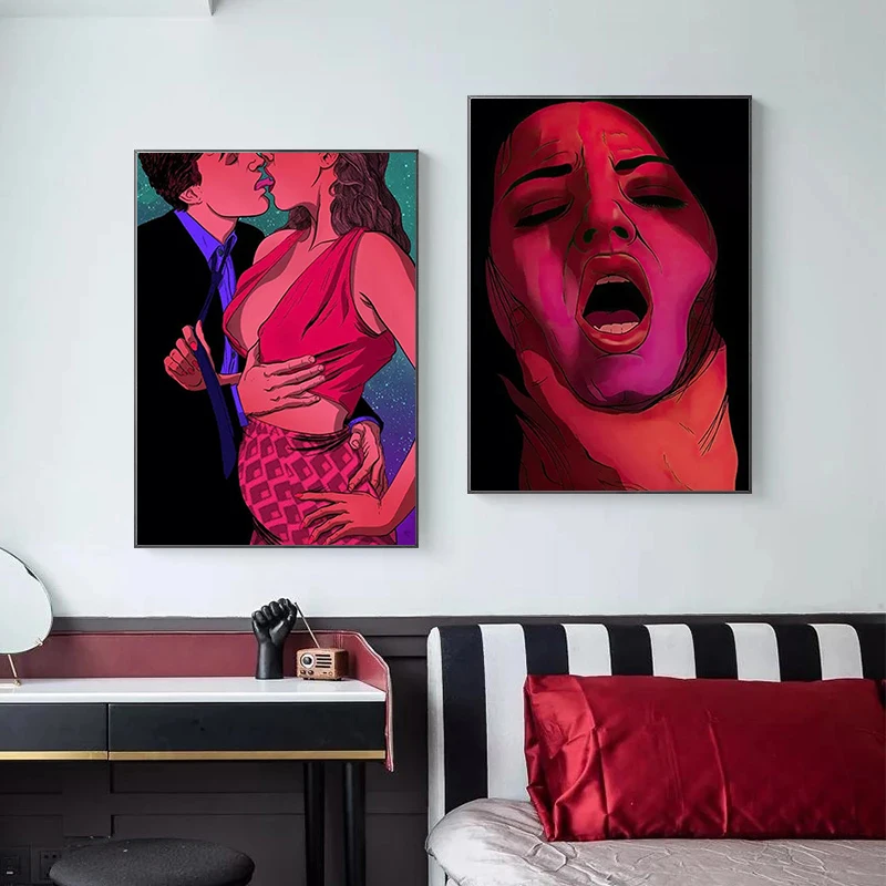 صورة كرتونية مثيرة لوحة مخدر ، ملصق قماش ، فن جنسي ، صورة على الطراز الأمريكي الحديث ، غرفة المعيشة ، غرفة النوم ، ديكور المنزل #3