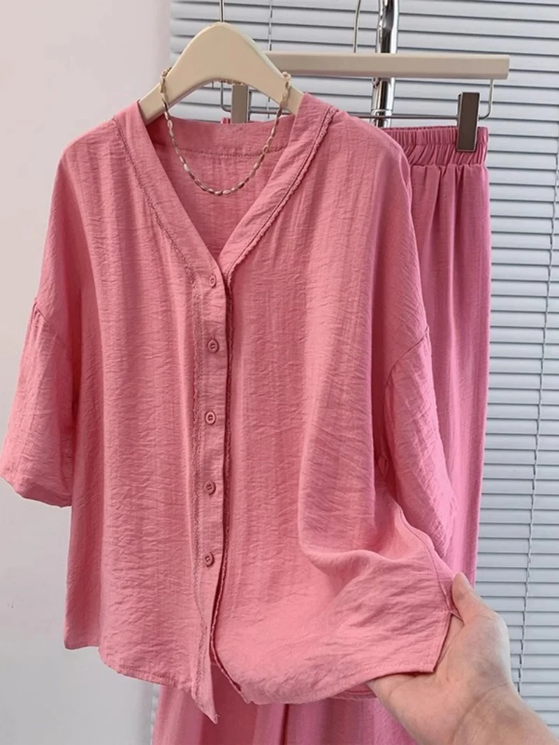 

High End Light Luxury Fashionable Casual Set For Spring And Summer Loose Versatile Top+Pants Outfit For Women W051