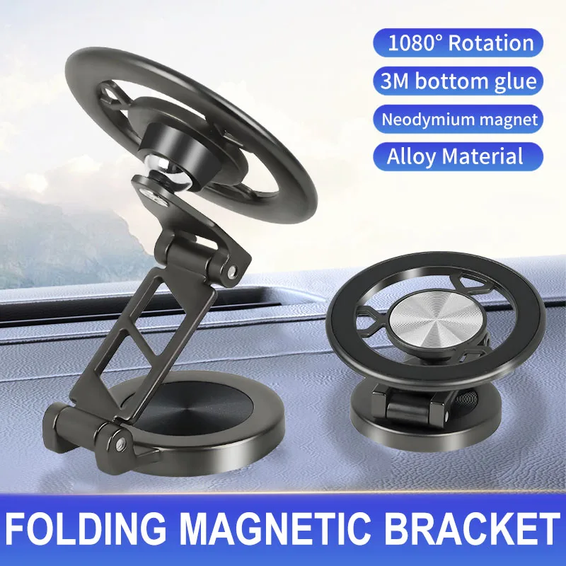 Magnetic Phone Holder for Car 360° Rotation Adjustable for MagSafe Car Mount 18 Strong Magnet Foldable Phone holder