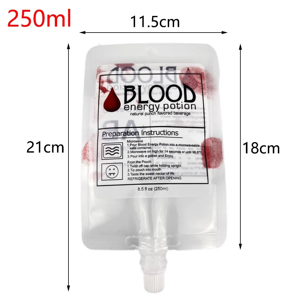 5/10pcs 150/250ml Drinks Blood Bags Halloween Decoration Reusable Drink Pouch Live Blood of Theme Party Masquerade Party Props