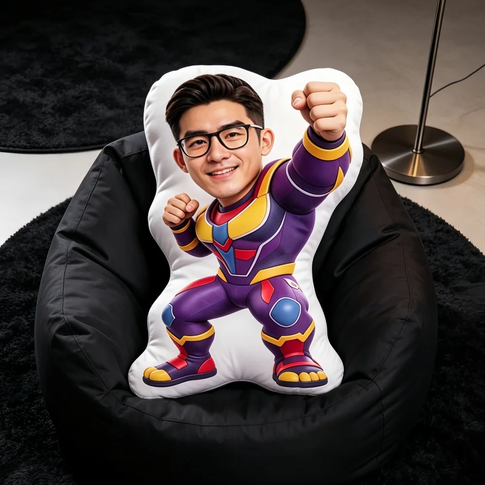 Personalized Single Person Photo, Alien-Shaped Pillow, Colorful Super Armor Cartoon Doll Design, Creative Gift for Friends