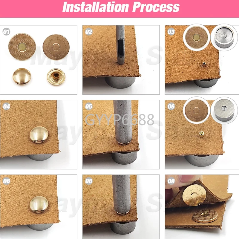 10mm 12mm 14mm 18mm Single/Double Rivets Magnetic Snap Button For Tote Purse Bags Thick Automatic Adsorption Buckle Accessories