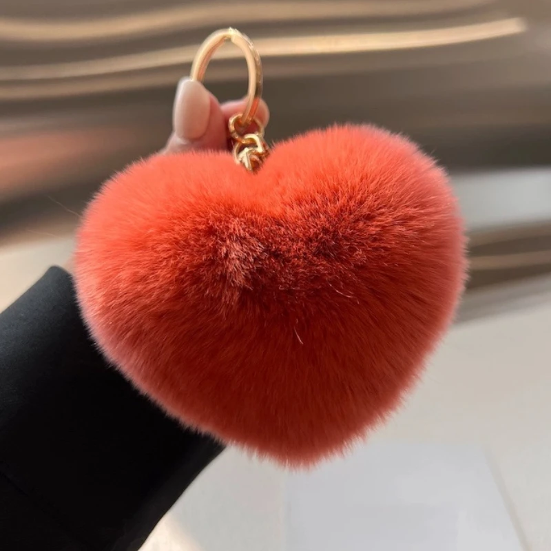Hartvormige otter konijnenbont knuffel sleutelhanger meisjes rugzak pluche bal hanger hoge kwaliteit decoratieve hanger kerstcadeau