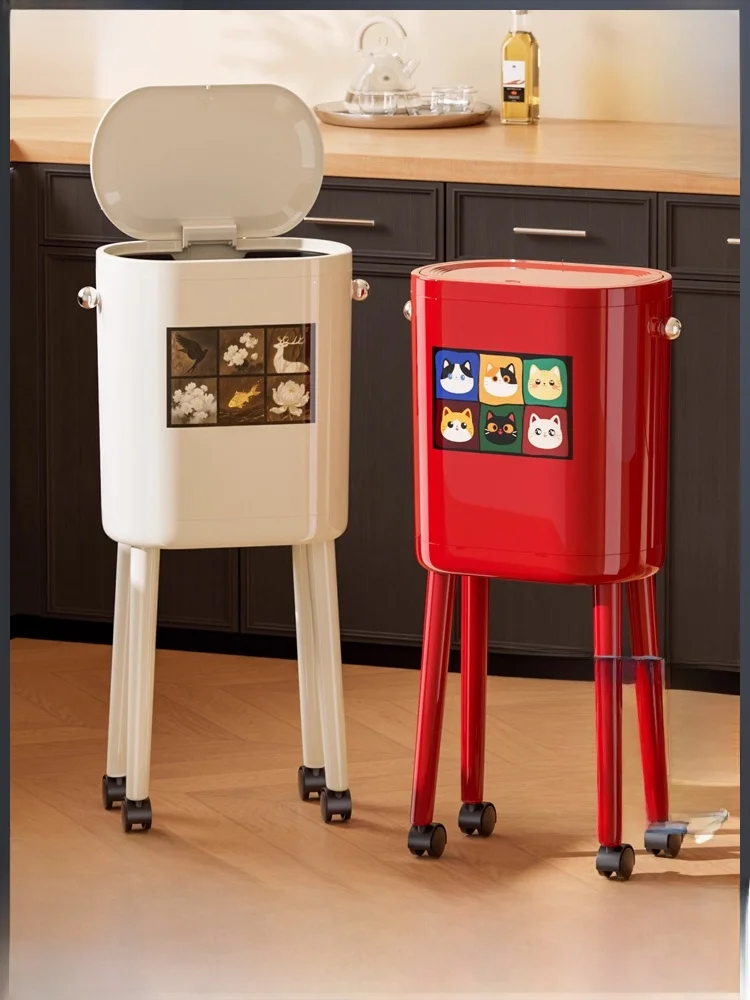 

Kitchen Waste Bin Large Capaci Pr pe No Bending High Leg Home Use 2025 New Sle with Wheel Mobile High Aesthetic Value