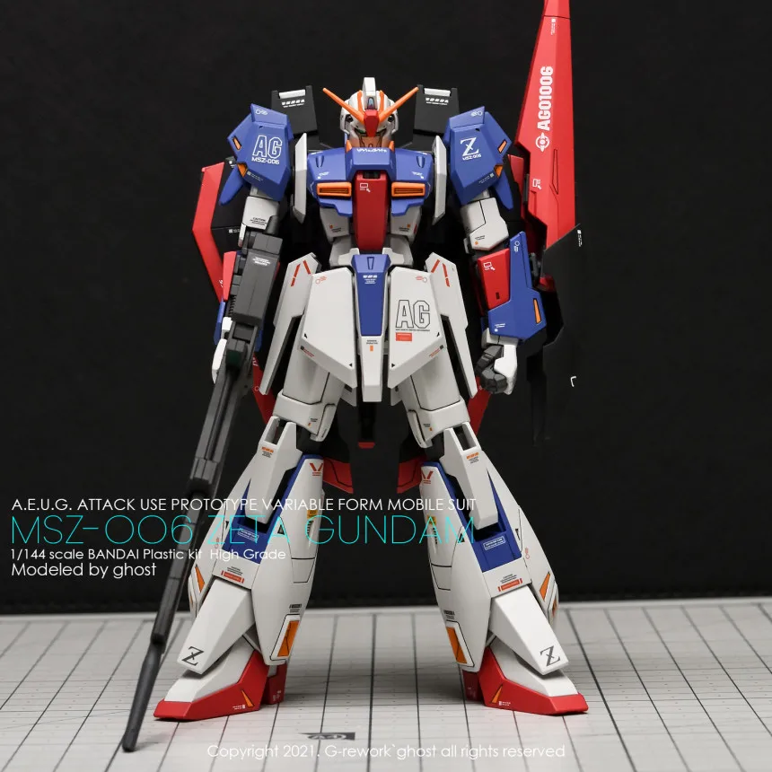 Jms Model Hg 1/144 Msz-006 Zeta Model Kit Assembly  Anime Cartnoon Action Figures Plastic Model Hobby Kid Toy Collectibles Gifts