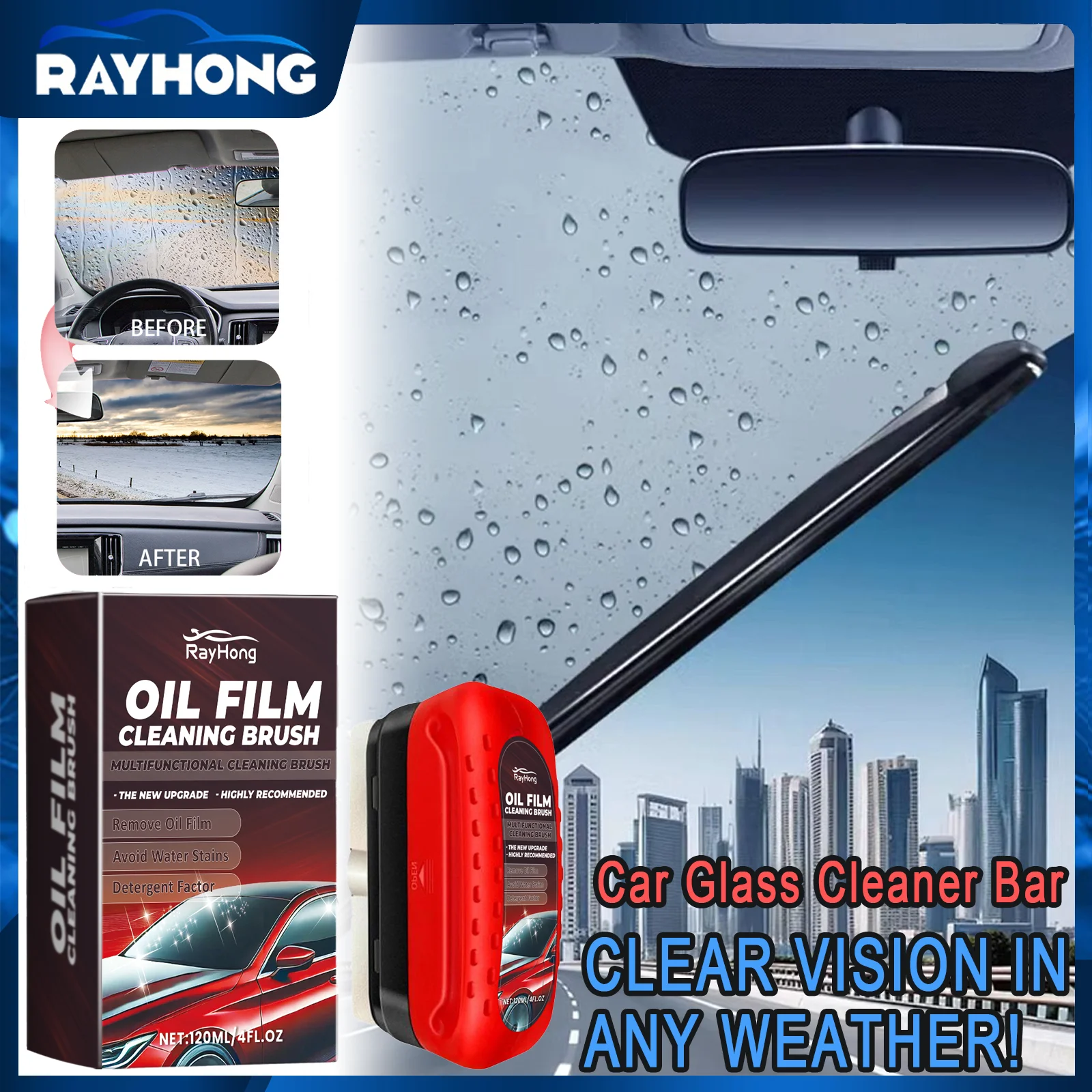 Windshield Cleaning Block Glass Treatment Tool Repels Water Prevents Dirt Build Up Fast Evaporation No Streaks Car Detailing Kit
