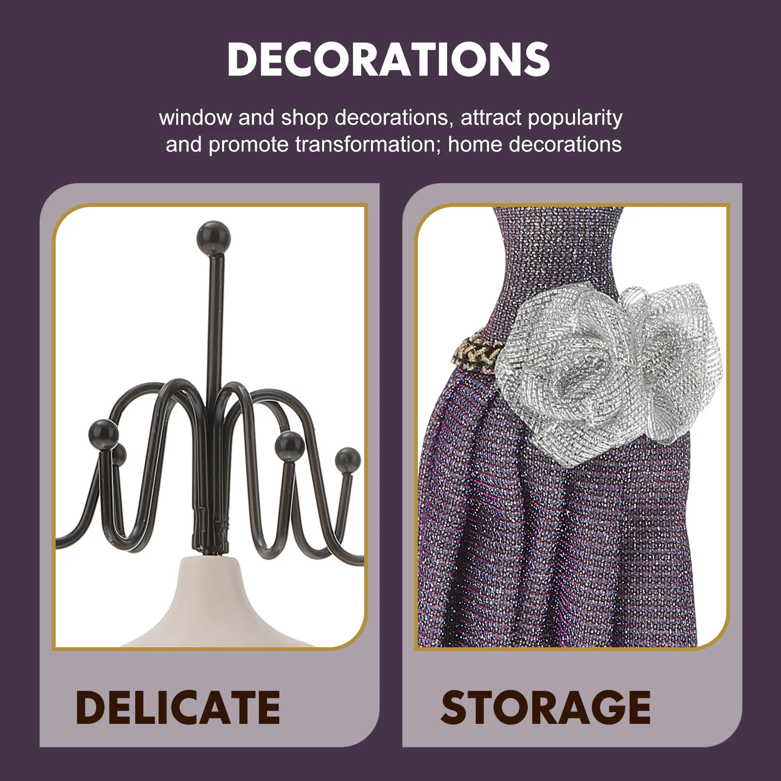 Jewelry Holder Stand Iron Art Durable Necklace Organizer Display Rack for Earrings Rings Home Store Vanity Decoration