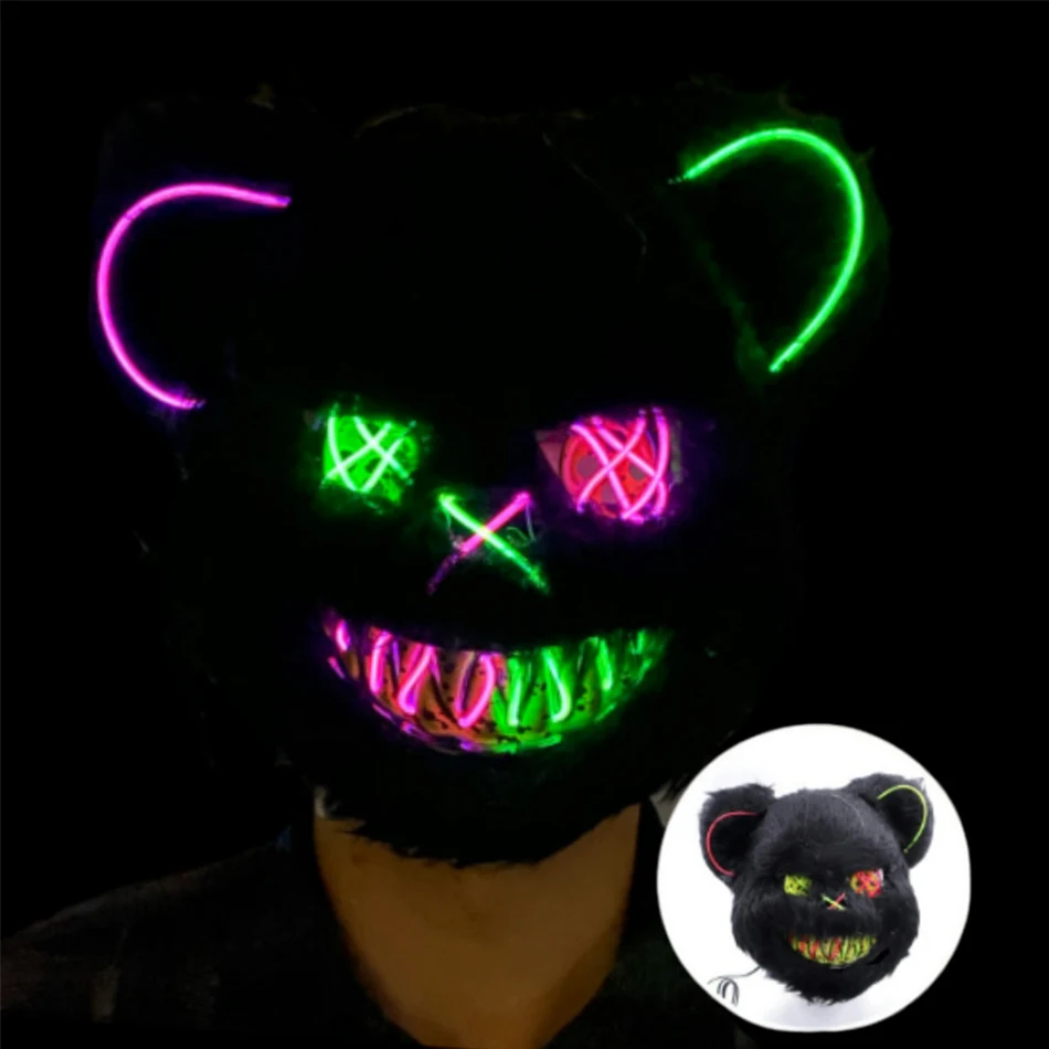 Halloween Horror Mask Scary Props Performance Props Violent Bear Rabbit Cold Light Mask LF Masks for Cos Party Costumes