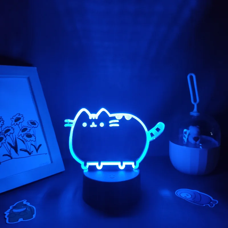 3D Night Light Bedside Table Lamp 7 Colorful with Remote Cute Cat Nightlights for Kids Teens Girl Women Bedroom Desk Decor