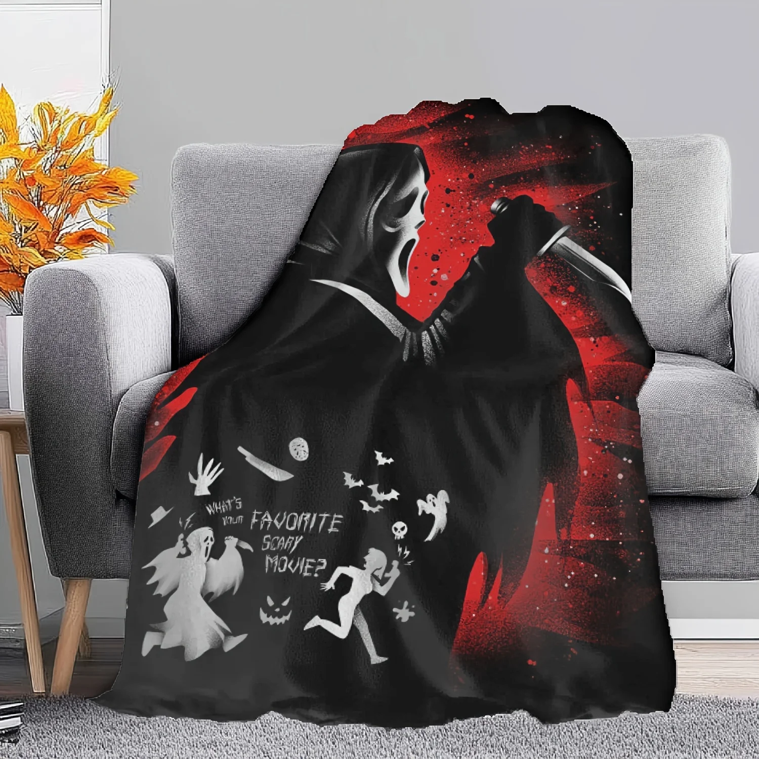 

Halloween Small Cover Blanket, Halloween Horror Movie Blanket, Soft Flannel Bed Blanket Living Room Sofa Bedroom Decorative Gift