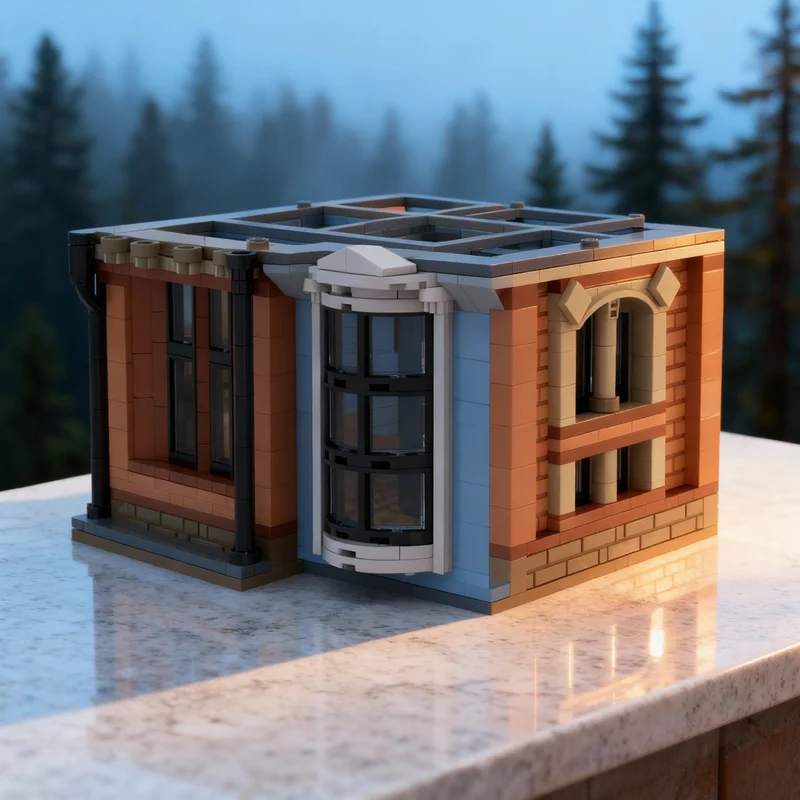 

595PCS MOC Street View Tudor Corner Additional Floor Model Custom Building Blocks Architecture DIY Assembly Display Gift Set Set