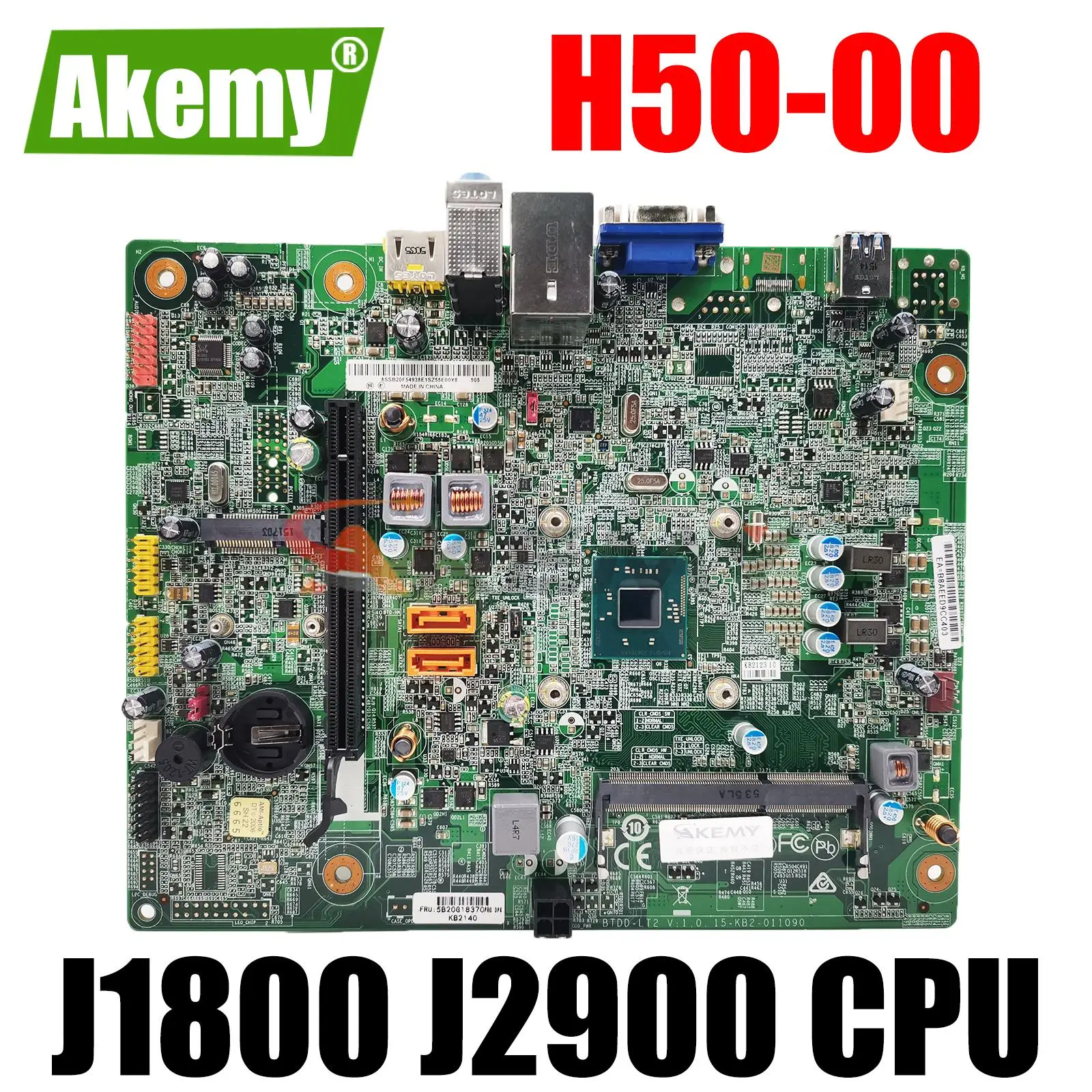 

FOR Lenovo H50-00 D30-00 H30-00 H5000 D3000 H3000 Desktop Motherboard 5B20G18367 BTDD-LT2 15-KB2-011090 With J1800 J2900 CPU