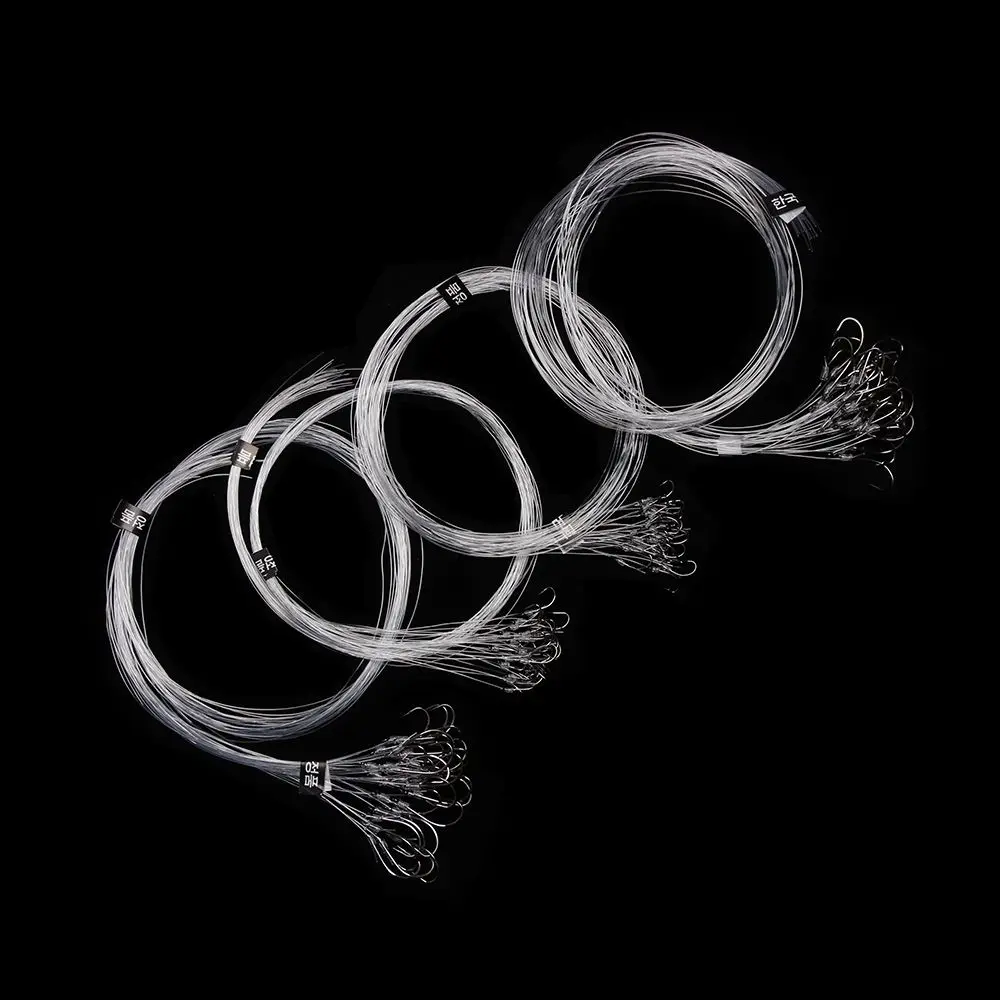 20/28pcs Perforated Durable Head Carbon Steel Fishing Hook with Line Fishook Fish Bait Nylon fishing line