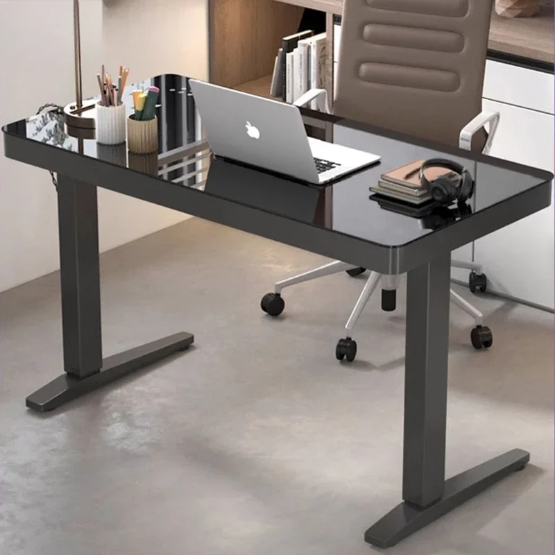 Dual Motor Electric Lifting Desk Home Tempered Glass Desk Study Desk Smart Computer Writing  Office Table