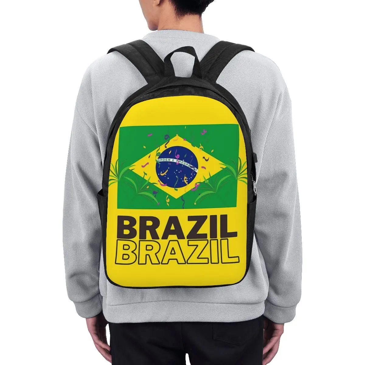 Brazil National Flag  Backpack Travel Notebook Bag Computer College Student School Bag Laptop Shoulder Bags for Men Women